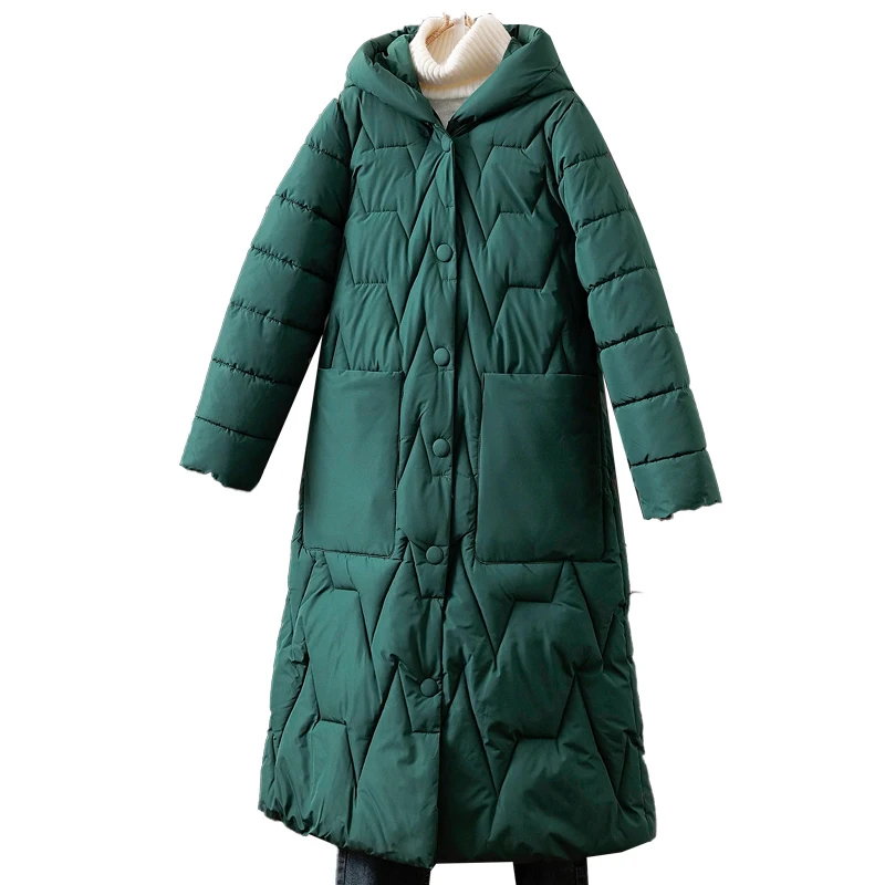 8993 Giacca spessa da donna Autunno/Inverno Nuovo stile Stile etnico Cappotto in cotone al ginocchio in cotone allentato semplice