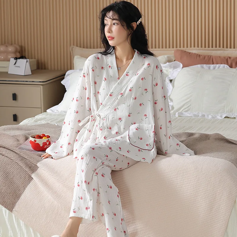 Sweet Green Cotton Maternity Nursing Sleepwear Set Breast Feeding Pajamas for Prenatal+Postpartum Women Cute Loose Hospital Set