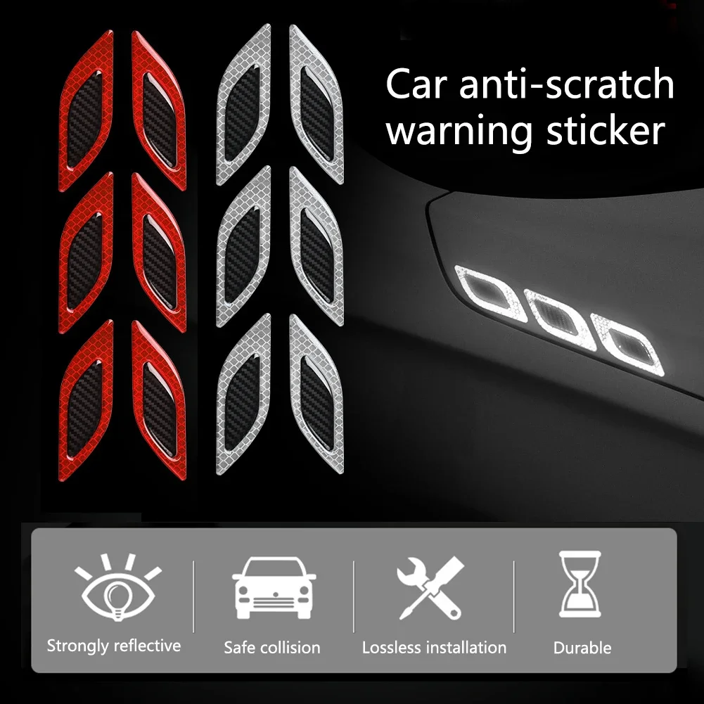 6pcs/Set Car Reflective Stickers Anti-Scratch Safety Warning Sticker for Truck Auto Motor Exterior Decorative Accessories