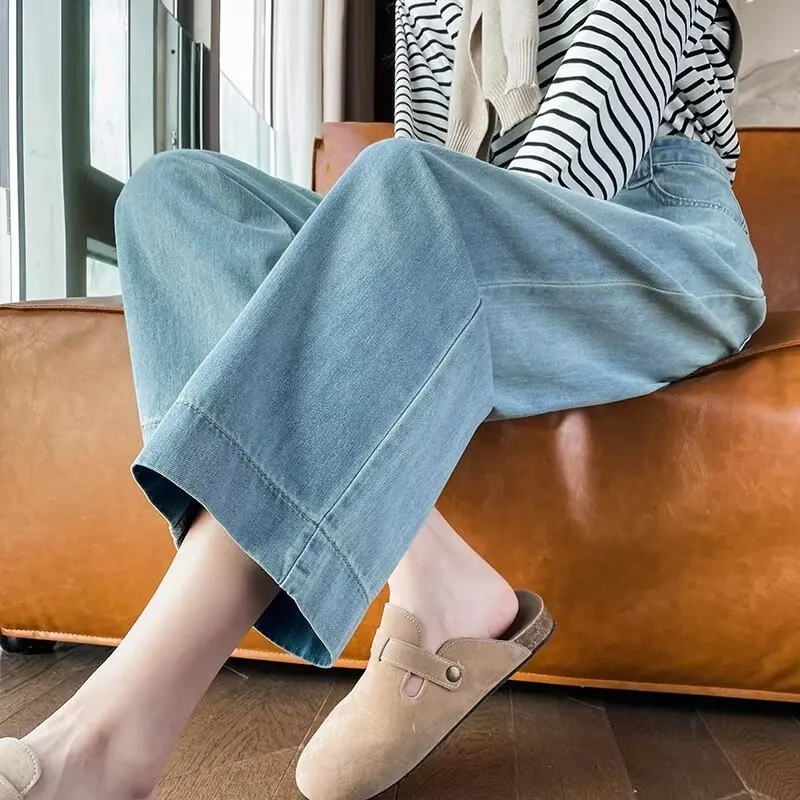 Women Light Wash High Waist Oversized Wide Leg Jeans Casual Loose Denim Pants