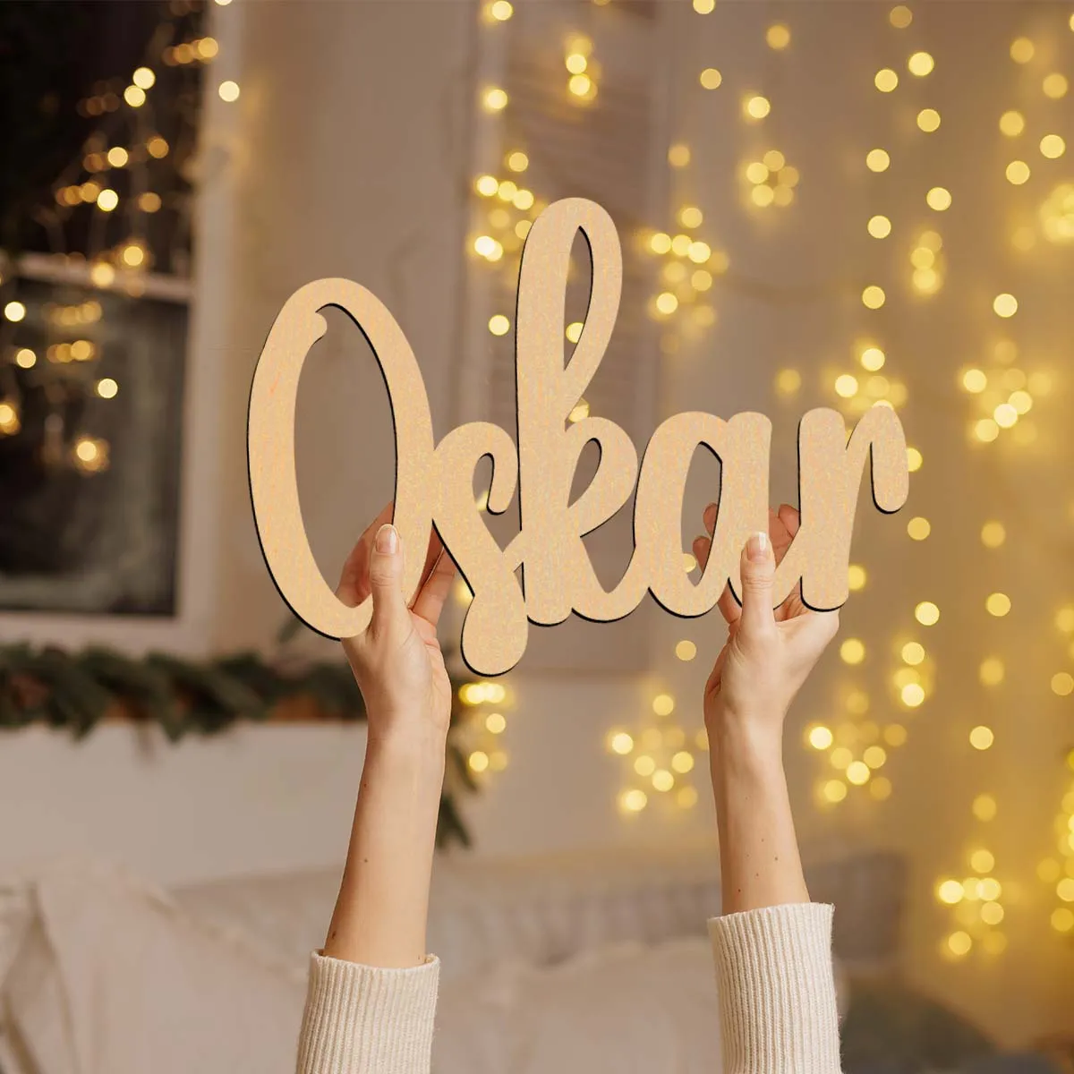 1pc Lovely Oskar example Custom Text Wooden Sign Wooden Decor Wood Material Wall Mounted Decorative Plaque for Bedroom