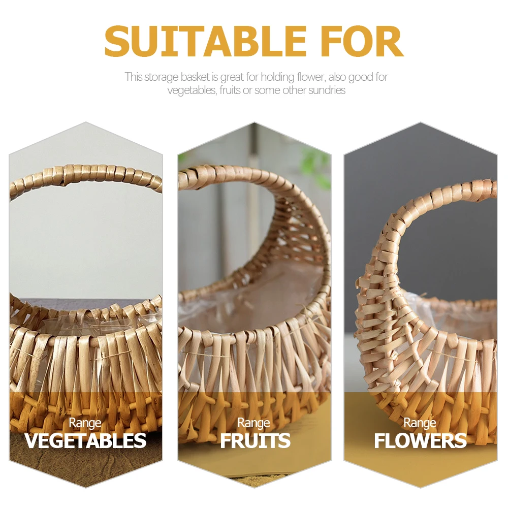 

Rattan Flower Basket Mini Handwoven Decorative Baskets for Girls Small Garden Harvest Portable Weaving Storage