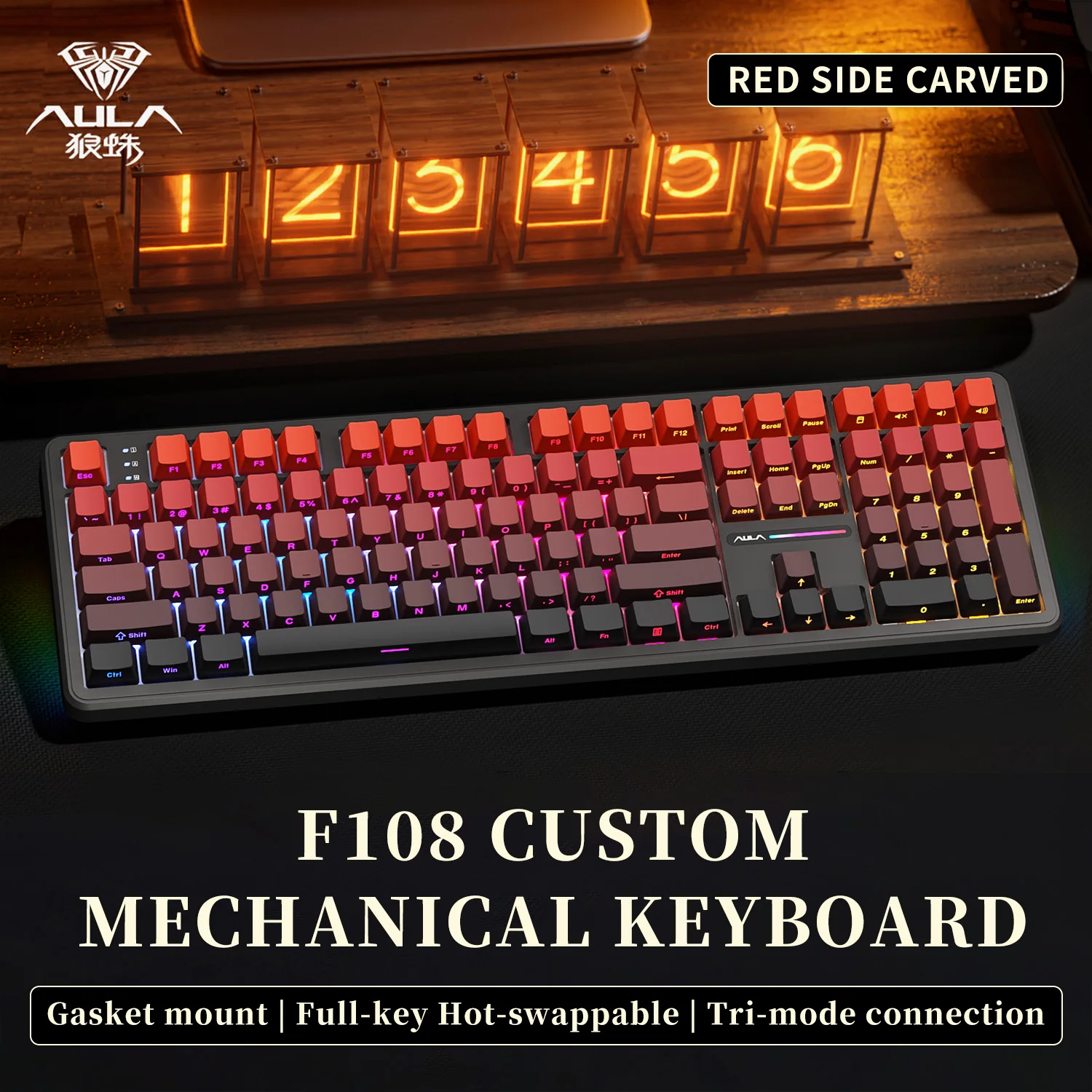 AULA F108 PRO メカニカルキーボード カスタム100%レイアウト RGB