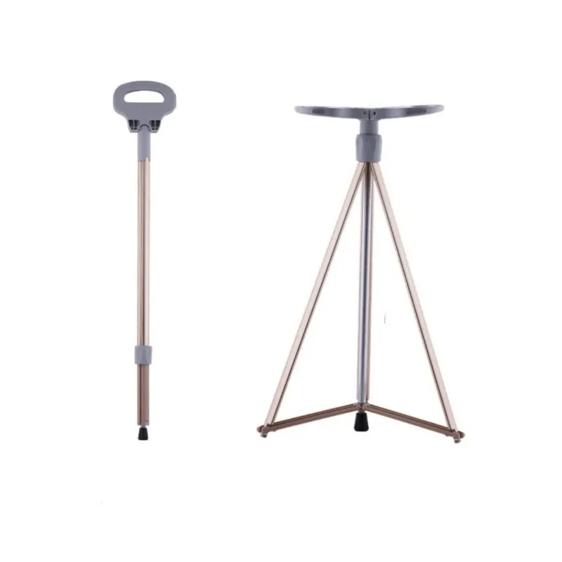 Folding Walking Cane Stool For Seniors 150kg Load Aluminum Alloy Lightweight Portable Seat Stick For Park Queue Outdoor Travel
