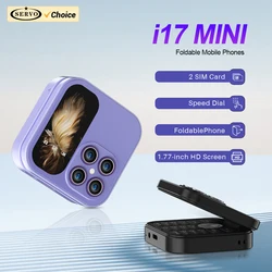 New SERVO i17 Mini Palm Flip Mobile Phone 2G Dual SIM Standby Speed Dial FM Radio Magic Vioce MP3 Small Fashion Foldable Phones