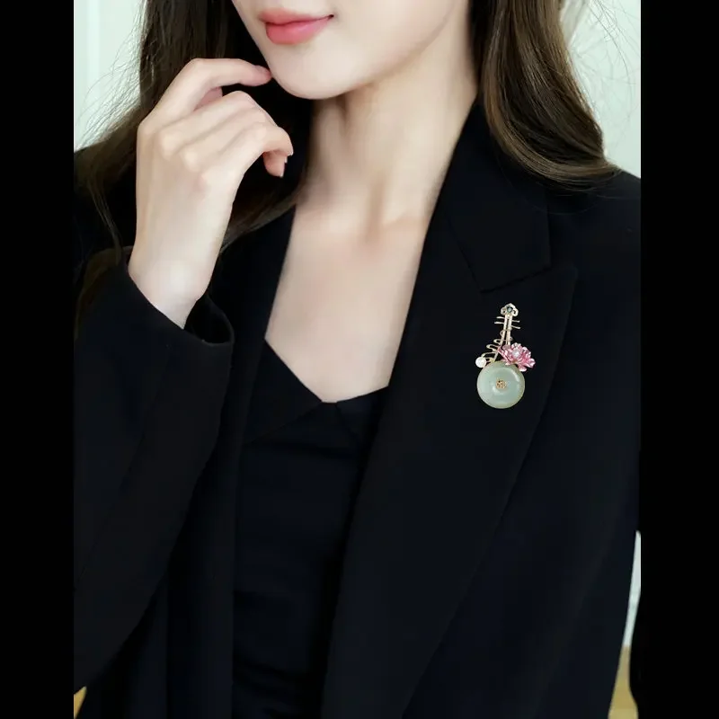 Аксессуары Cheongsam и Hanfu, женские броши, искусственные нефритовые лакированные цветы, высококачественные броши pipa.