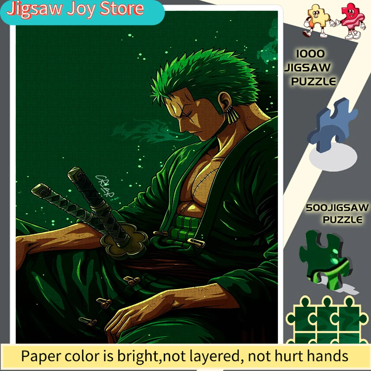 

Zoro Green Coat Holding Two Knives Contemplating Frameless Enthusiast'S Perfect Choice Paper Puzzle - Educational Puzzle - Int