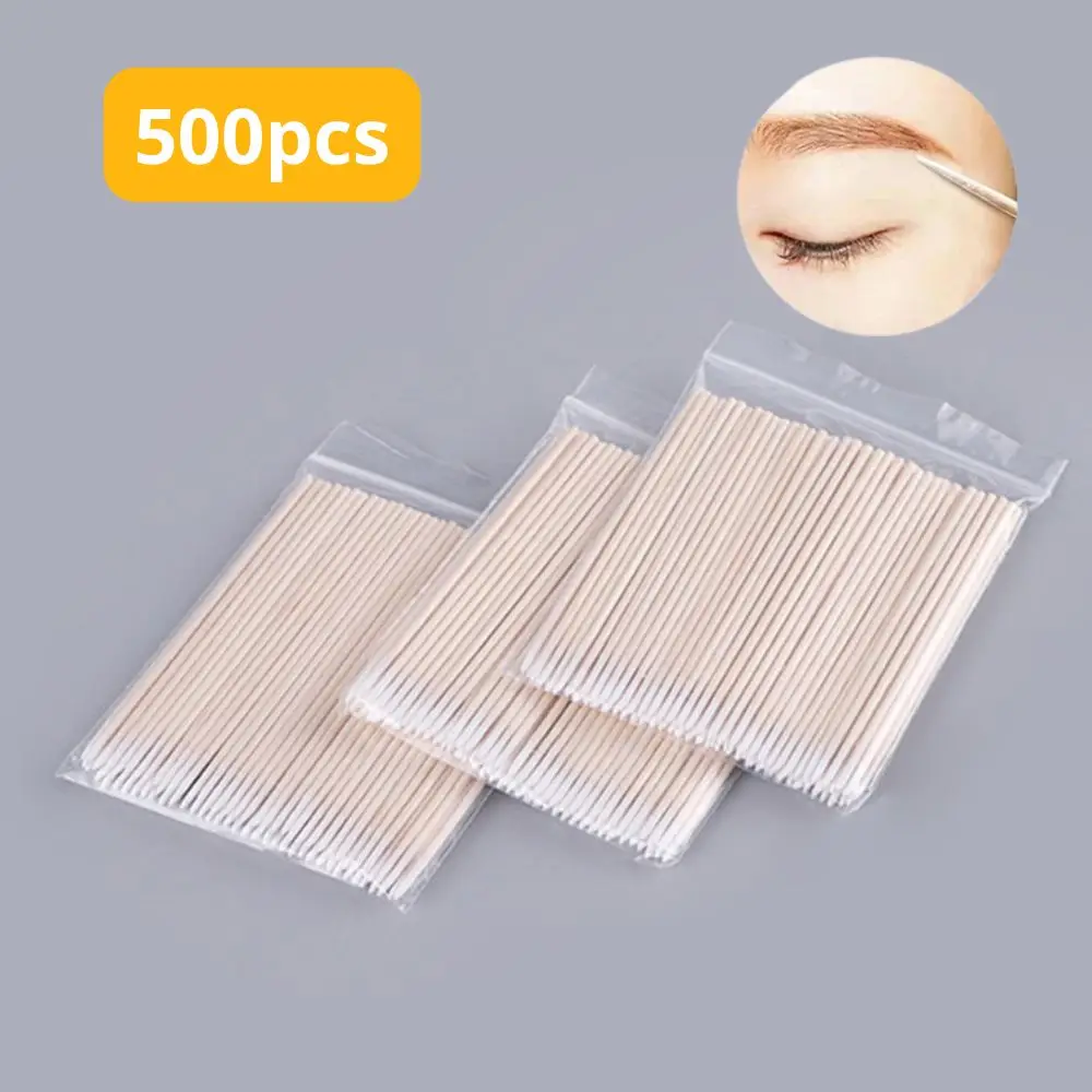 Wood Cotton Swab Eyelash Extension Tools Ear Care Cleaning Wood Sticks Cosmetic Cotton Swab Buds Micro Brush Makeup Tools
