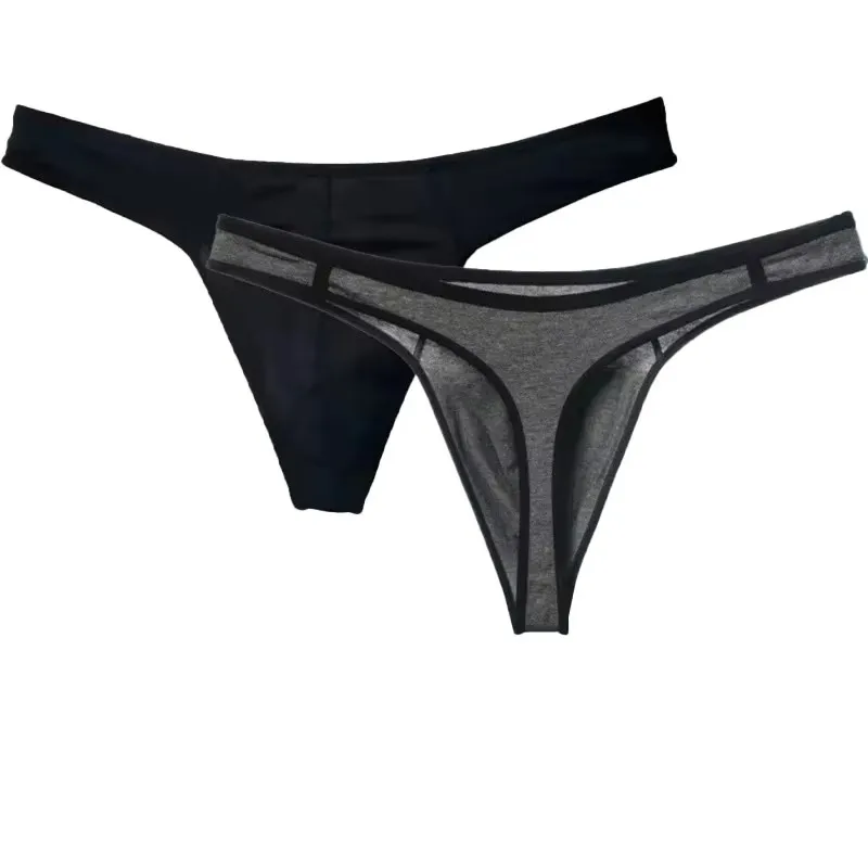 Sports Solid Men Thong Male Cotton Breathable G-String Seamless No Trace Sports Panties Sexy T-back Exotic Lingerie Plus Size