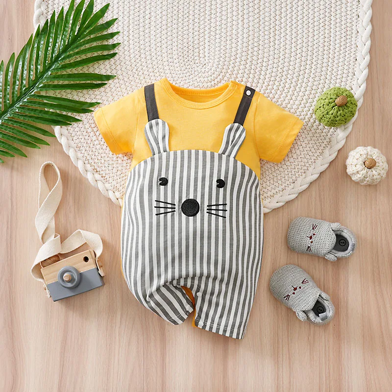 Newborn Baby Boys Summer Cute Cartoon Mouse Animal Style Romper for 0-18M