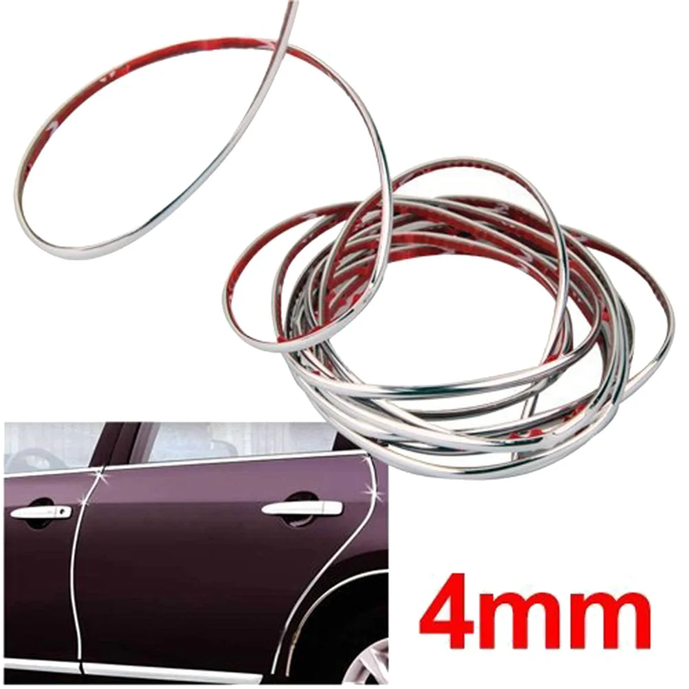 

Silver Car Decorative Trim Strip 4mm 5m Adhesive Super Elastic Car Body Decoration Dust Proof Easy Install Interior Exterior