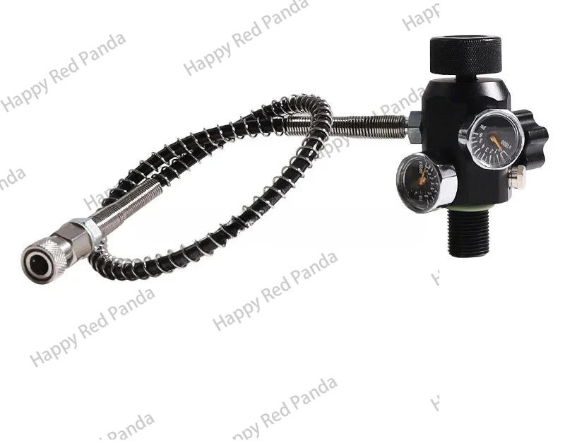 Dual Gauge Charging Valve, Air Filling Station, Refill Adapter, 400bar, 6000psi, 50cm Hose, M18x1.5  PCP Tank