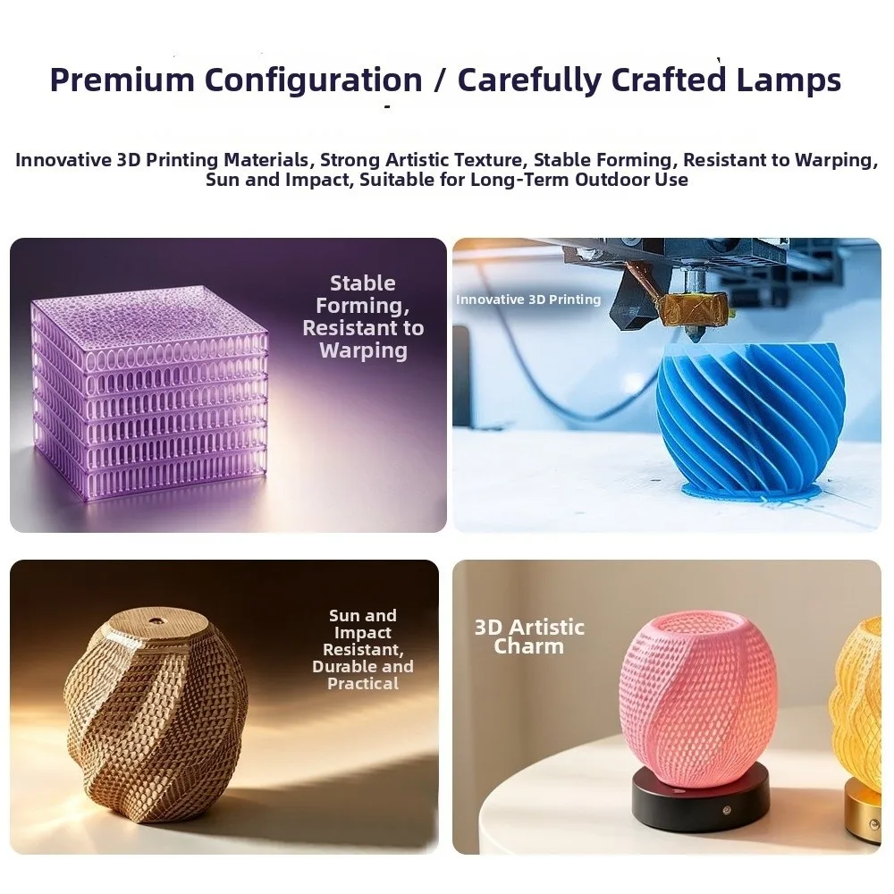 Exquisite 3D Printed Lampshade Decorative Semi-transparent Desk Lamp Lampshade Soft Light Layered Wave Texture Design