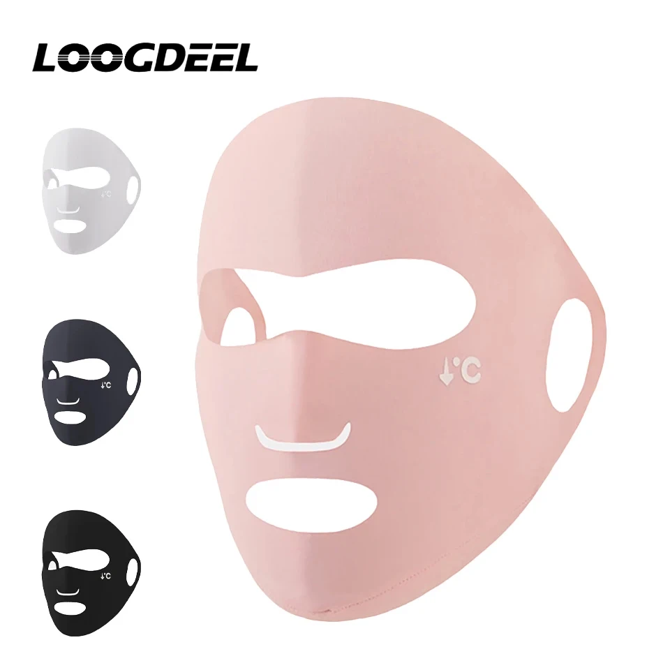 

LOOGDEEL Summer Outdoor Sports Women's Lightweight Ice Silk Seamless Face Mask Ear-hanging Sun Protection Breathable UV Block