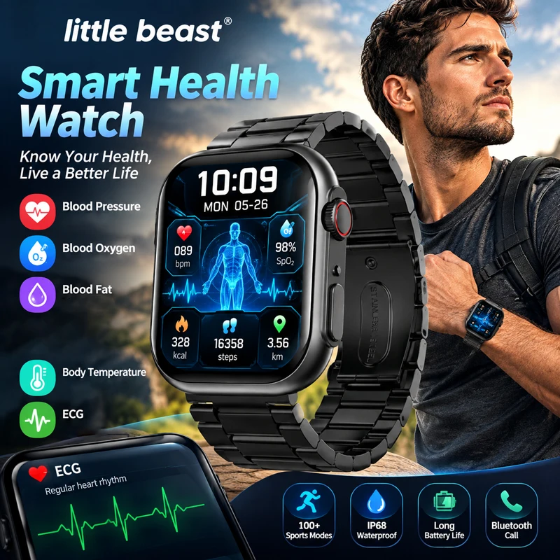 2025 New For XIAOM1 ECG+PPG Blood Fat Uric Acid Health Smartwatch Men Women Heart Rate Blood Pressure Bluetooth Call Smart Watch