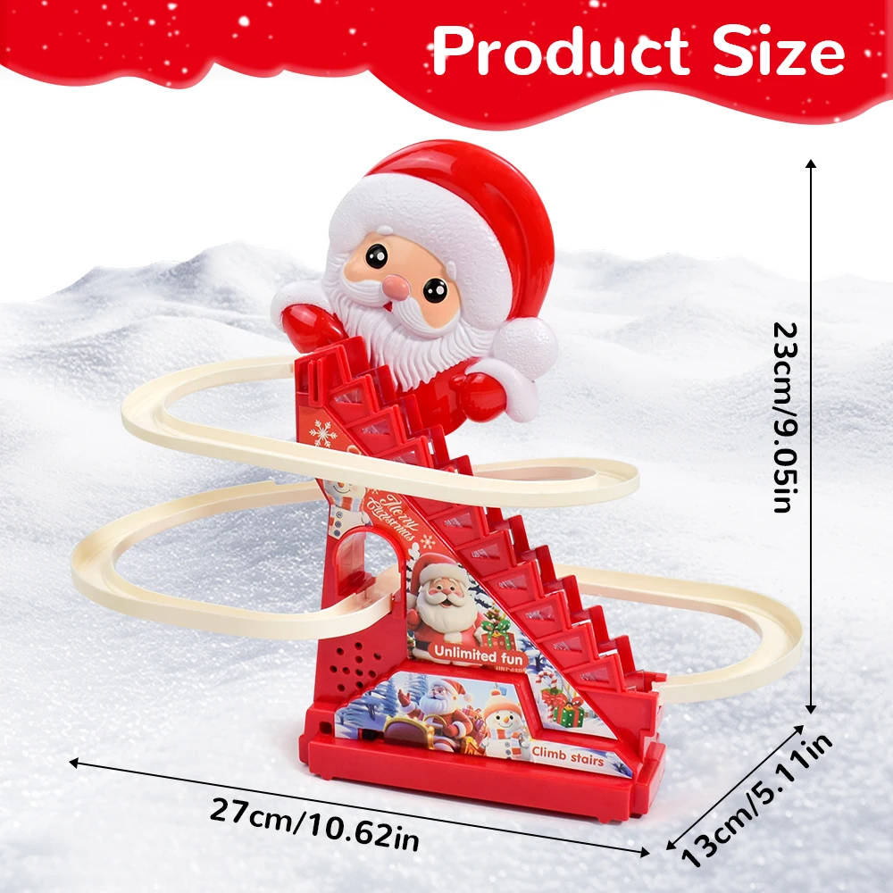 Santa Christmas Roller Coaster Track With LED Lights And Music,Christmas Slide Toy Electric Track Slide Roller Coaster Playset