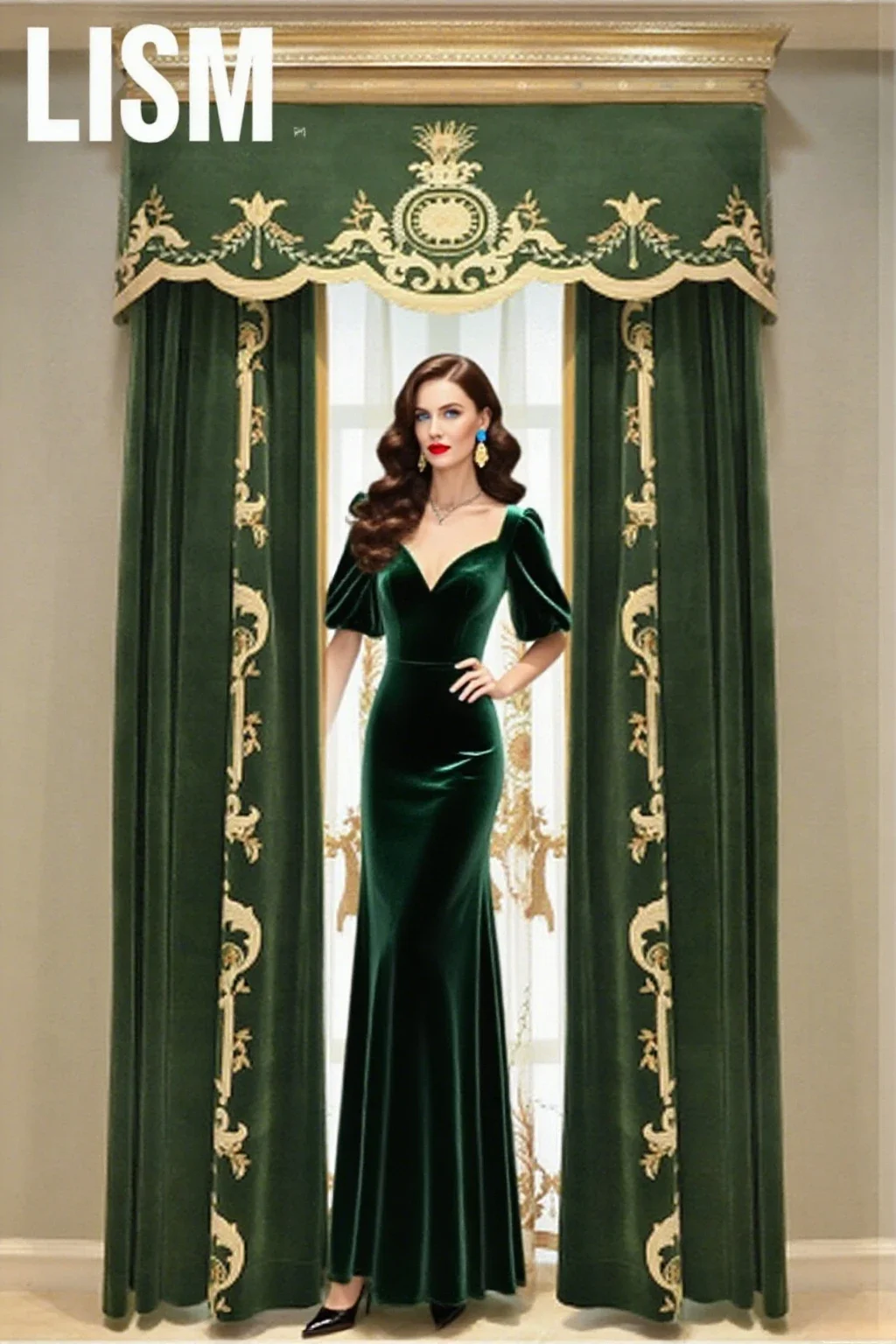 

French Velvet Curtains for Living Room Bedroom Light Luxury European Embroider Blackout Window Decor Custom Green Valance Tulle