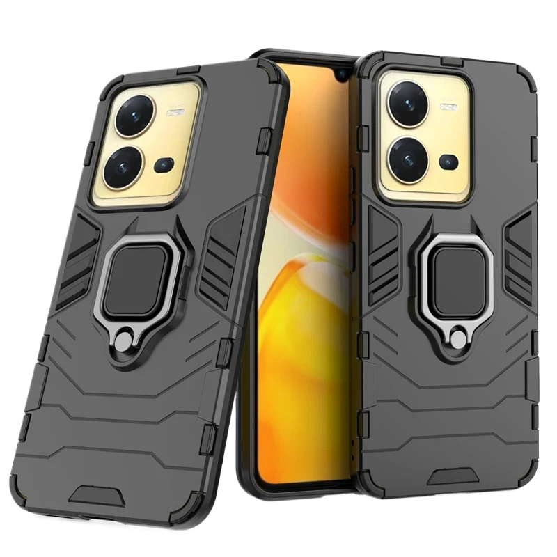 For VIVO X80 Lite 5g Back Cover Phone Case Shockproof Armor Anti-Fall Metal Ring Holder Magnetic Protect Funda Coque Cases