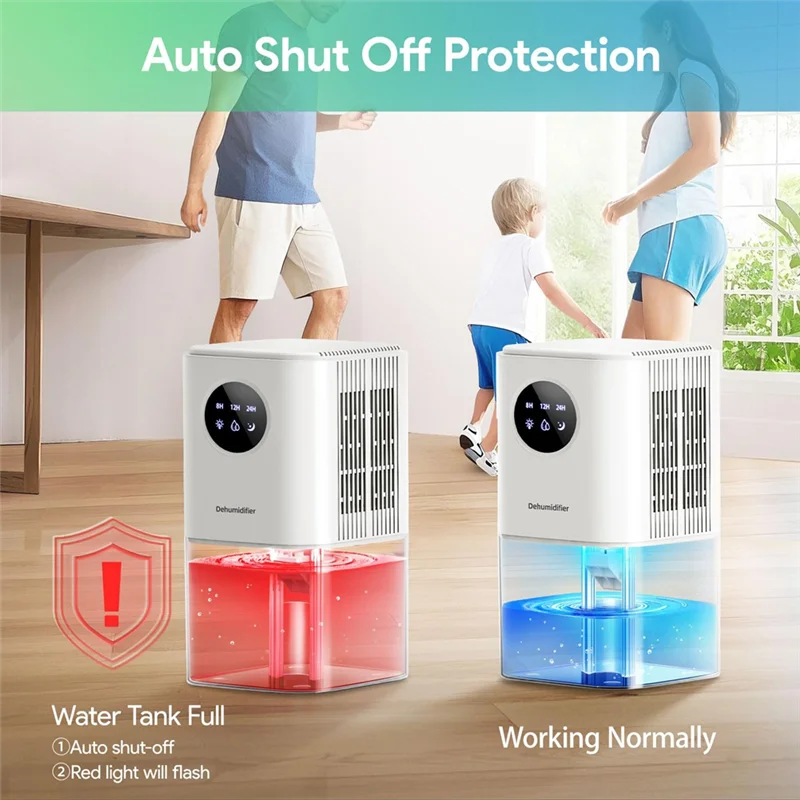 ASWUT-Quiet 1700ML Air Dehumidifier Home With 7 Color LED Timer& Auto-Shut-Off Function For Bedroom/Bathroom-Eu Plug