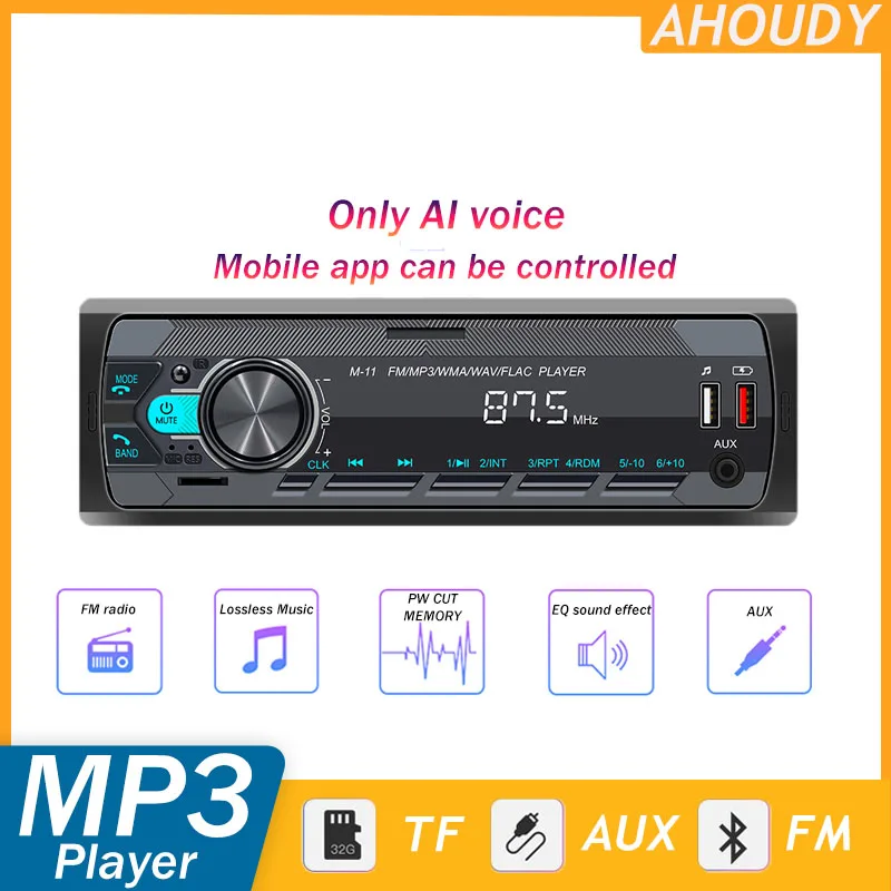 AHOUDY Car Radio Stereo Receiver 1din FM Bluetooth MP3 Audio Player Cellphone Handfree Digital USB/TF With In Dash Aux Input