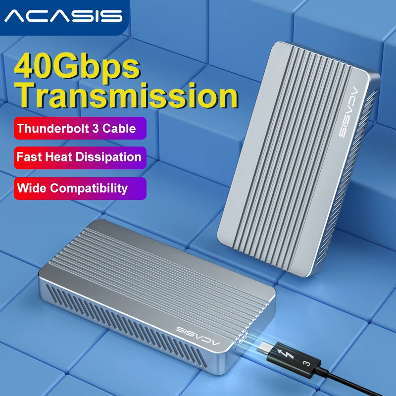 Acasis USB 4.0 Mobile M.2 Nvme Ssd Enclosure Aluminum Sata to Usb Stock Aluminum Case for External Hard Drive Fashion Color Box