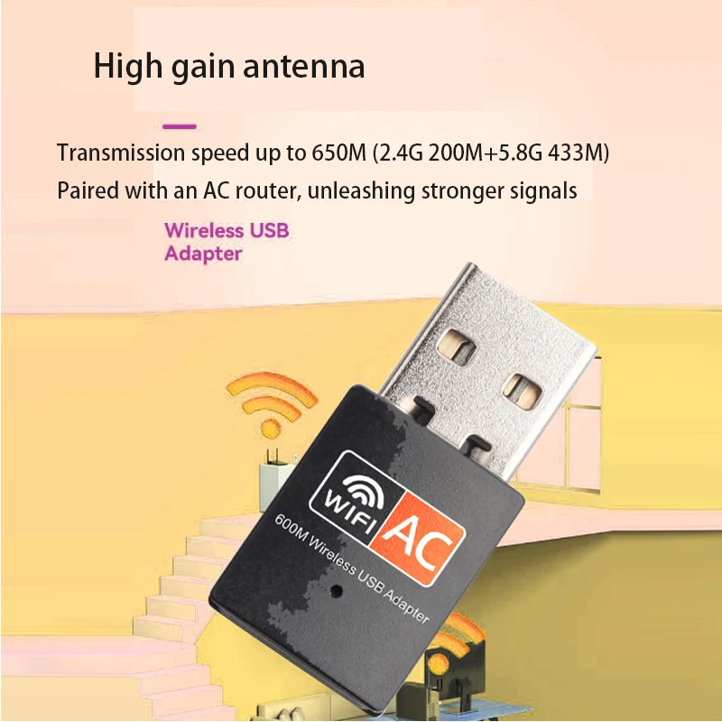 600 MBit/s drahtlose Netzwerk karte LAN-Karte WLAN-Signal Empfang drahtloser USB-Adapter drahtloser WLAN-Empfangs sender Dualband