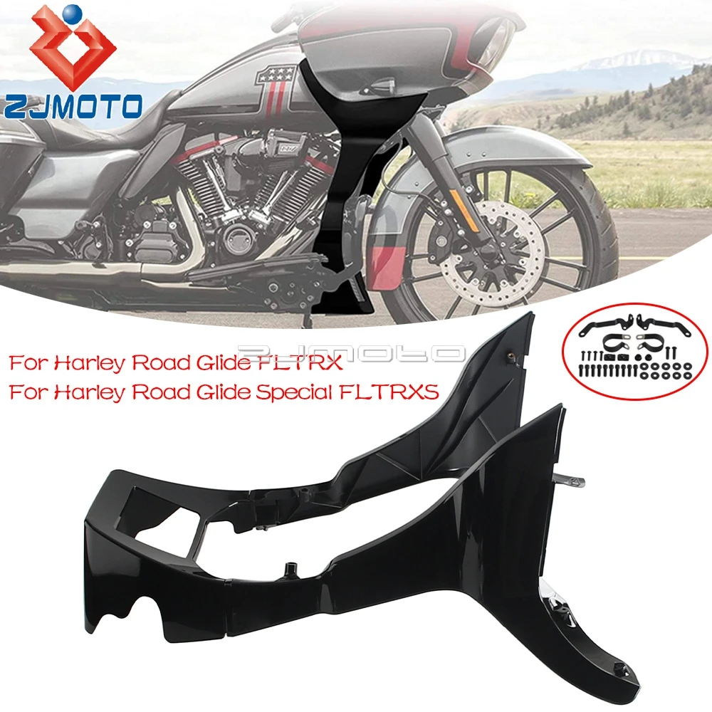 

For Harley Touring Road Glide Special FLTRXS 2017+ Road Glide FLTRX 17-2022 Motorcycle Fairing Spoilers Cover Black Chin Spoiler