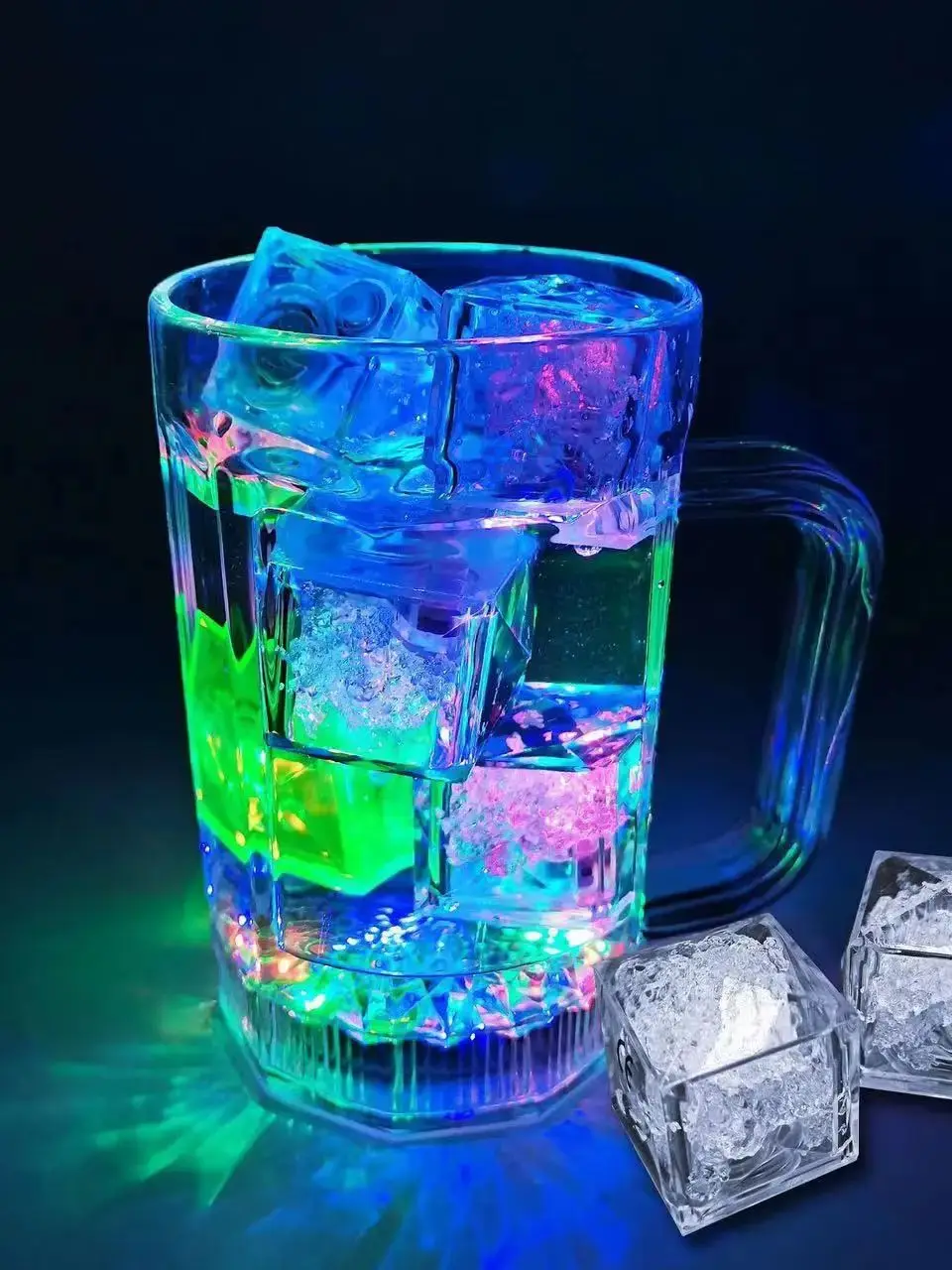 

LED Glowing Ice Cube Wine Glass Ice Cube Glitter Neon Prop for Party Bar Club Wedding Decoration Party Supplies