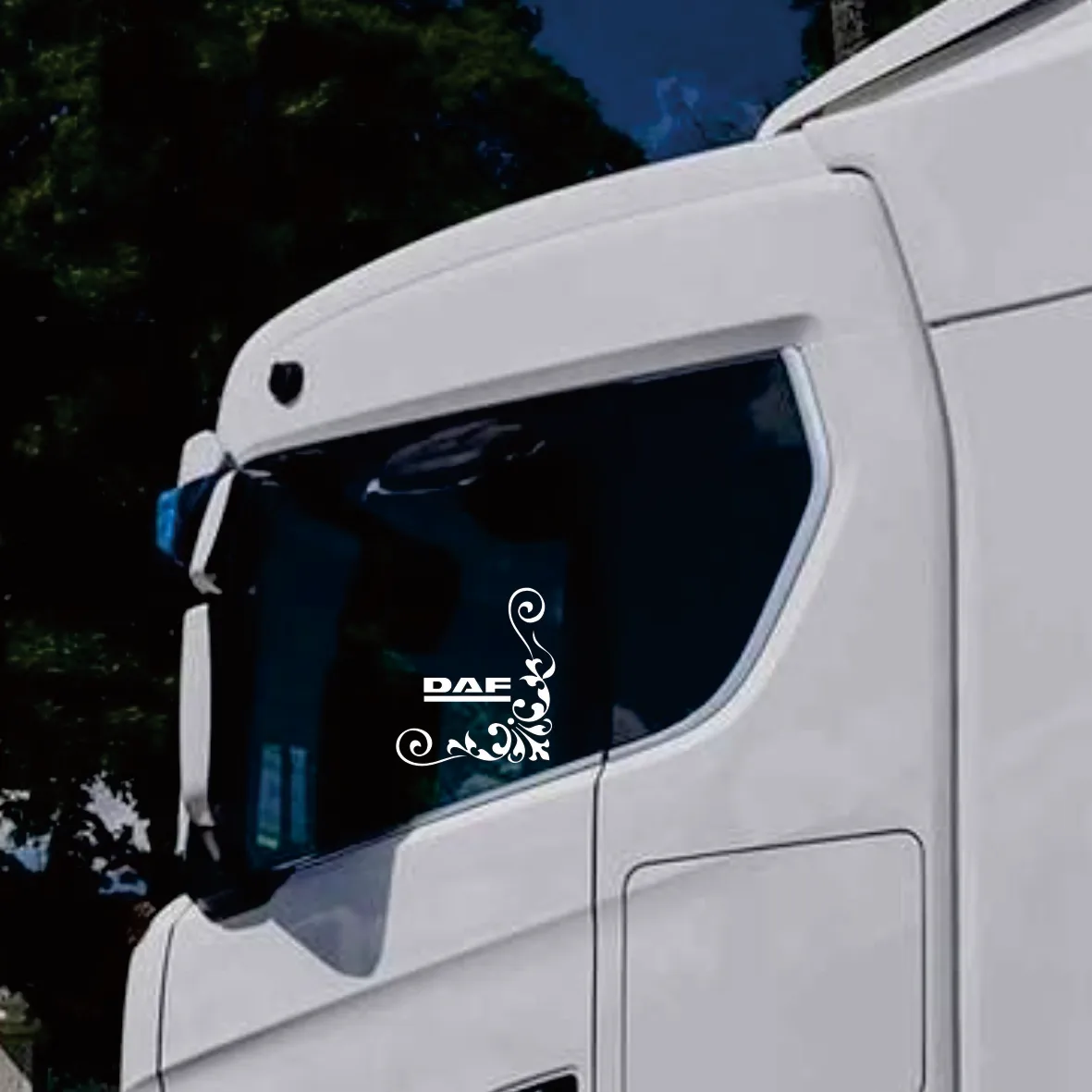 Picture 4: For x2 DAF Lorry Truck Cab Window Stickers Calligraphy Corner Vinyl Graphics LOR31