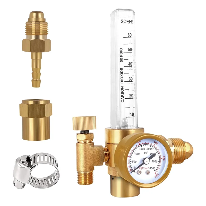 AB11-CO2 Mig Tig Flow Meter Argon Regulator With Hose Clamp For MIG Welding TIG Welding