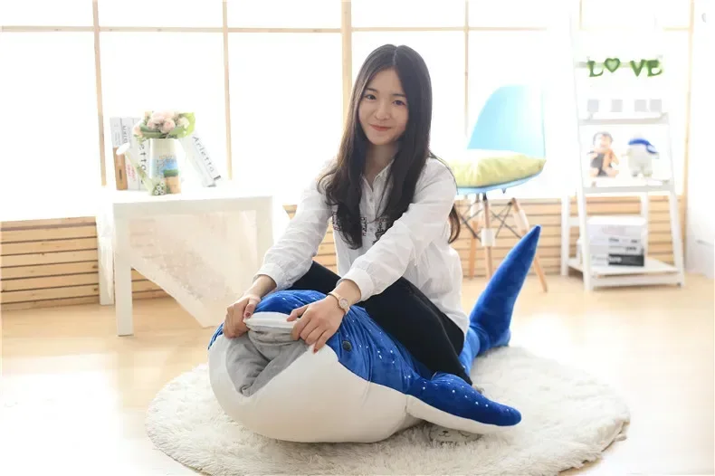 [ Funny ] Large size 150cm Whale Shark Plush Toy Cartoon blue whale Doll Soft Stuffed Animals Cushion Child Pillow 3 Colors gift