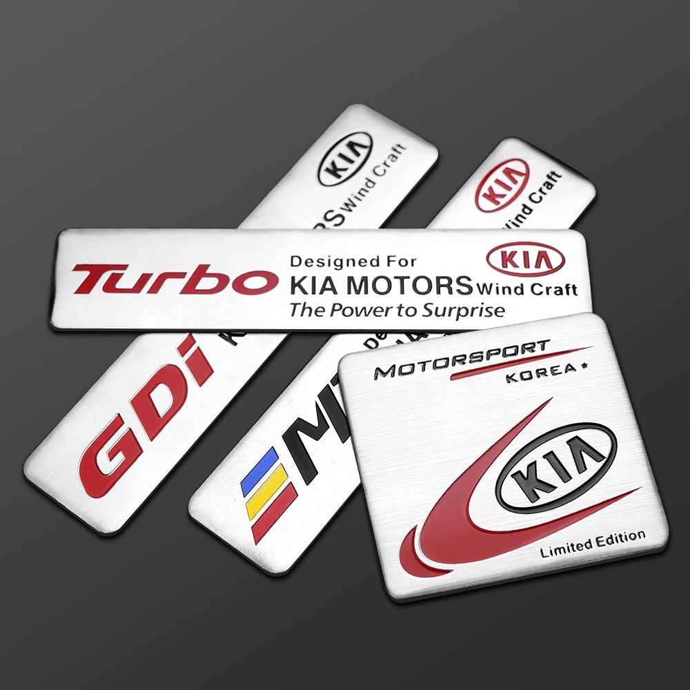 ثلاثية الأبعاد معدن الألومنيوم شعار سيارة درابزين الجذع الخارجي لاصقة تزيين لكيا ريو 3 الروح بيكانتو EV6 سيراتو نيرو فورتي Ceed #1