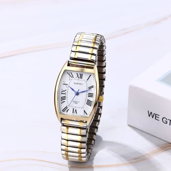 Lancardo Elastic Strap Watch Simulation Quartz Waterproof Exquisite Rigid Strap Rectangular Women's Watch Valentine's Day Gift