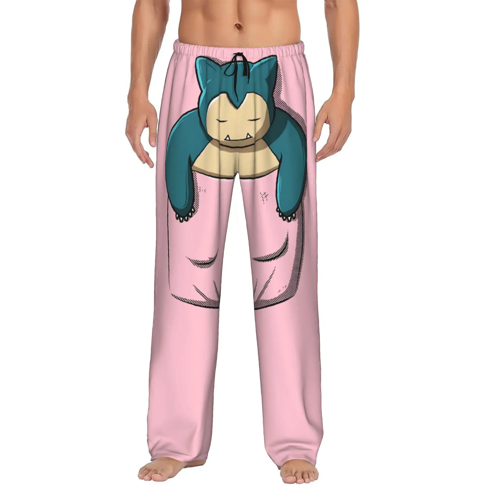 Custom S-Snorlaxed Anime Pajama Pants Men Monster Cartoon  Lounge Sleep Stretch Sleepwear Bottoms with Pockets