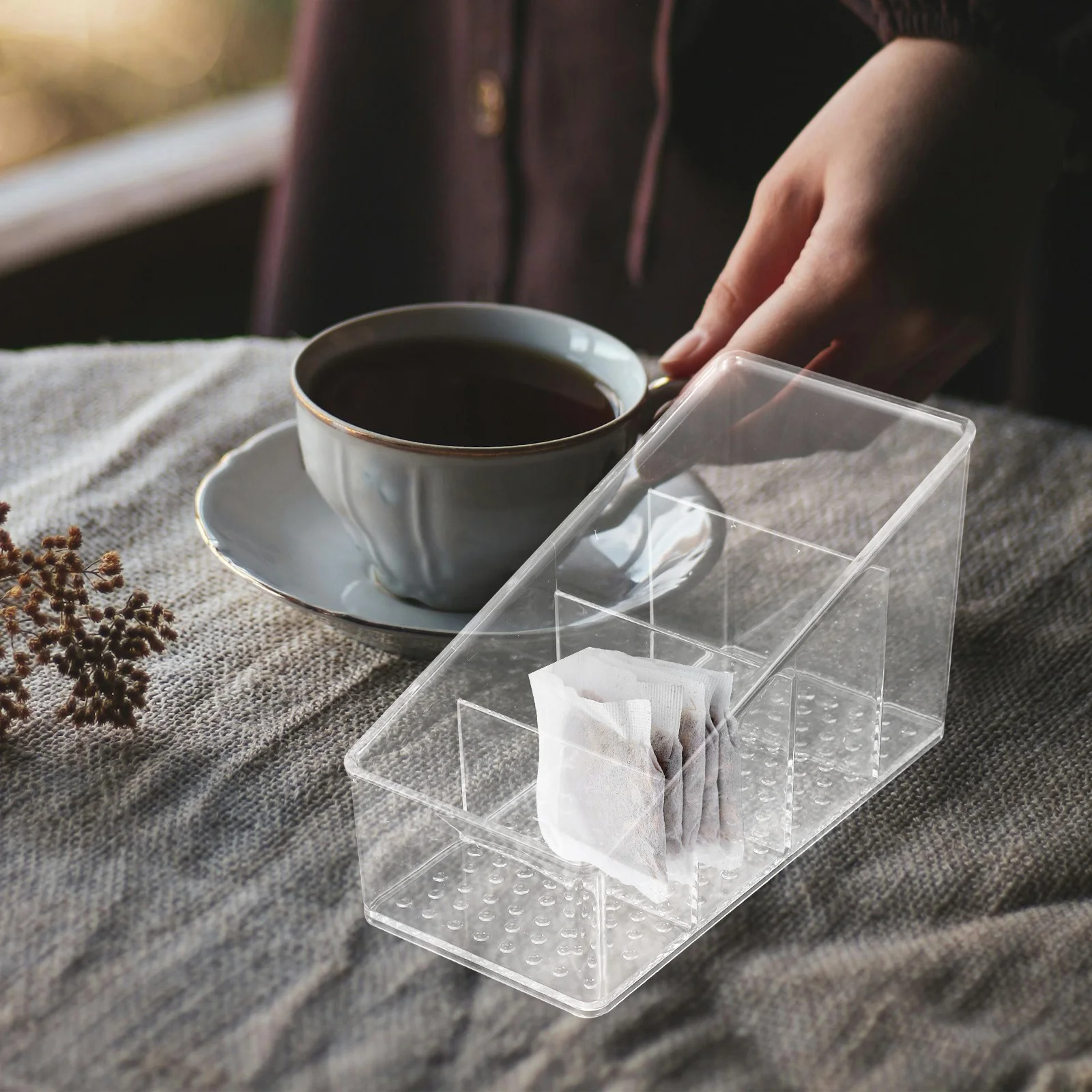 

Tea Bag Organizer Sugar Packet Holder Storage Box Compartment Coffee Station Counter Organizer Tea Bag Holder Organizing Box