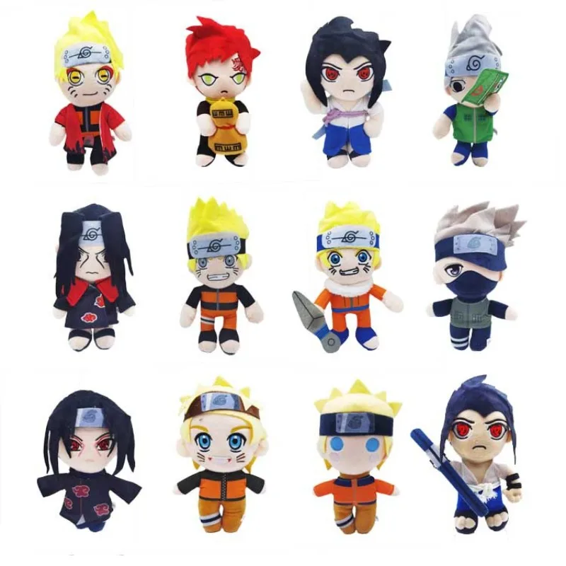 New 23-27cm Naruto Stuffed Plush Toy Classic Japanese Comic Peripheral Doll Naruto Kakashi Gaara Doll Children's Birthday Gift