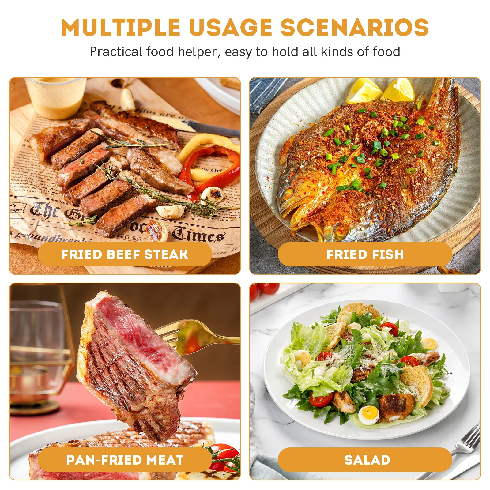 

Fried Fish Clips Stainless Steel Food Tongs Steak Clamp Cooking Utensils Barbecue Tool Long Handle Healthy Fat Drainage
