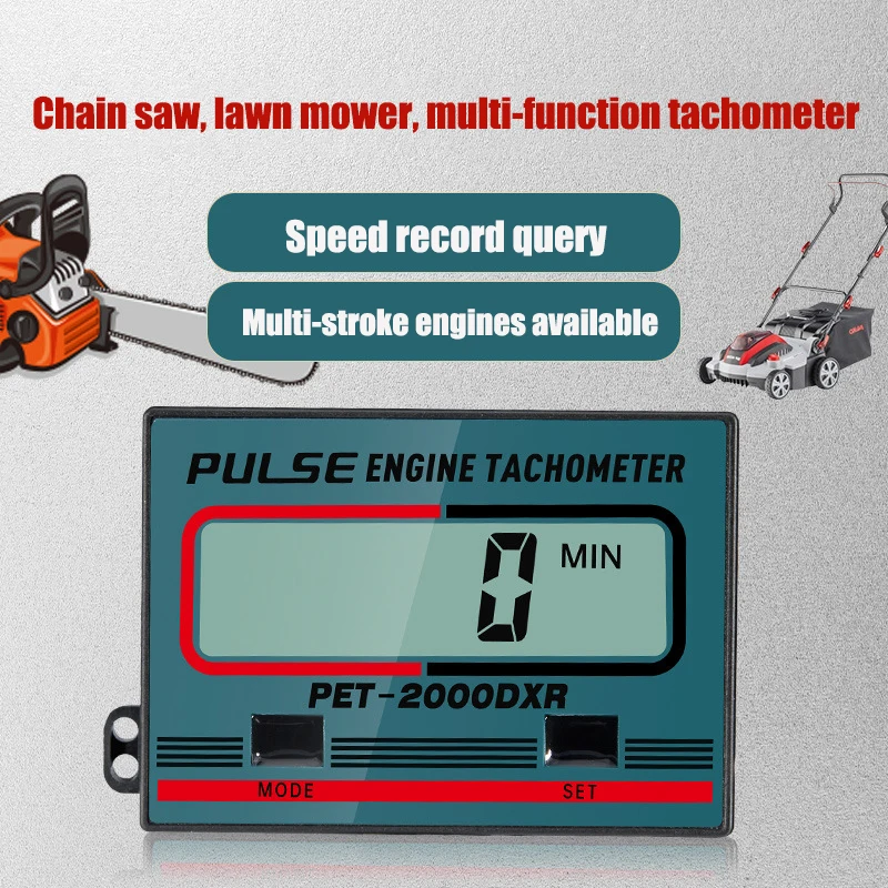 PET‑2000DXR Digital Pulse Engine Tachometer Hour Meter IP65 Waterproof Vibration Tach Gauge for 2/4‑Stroke Gasoline Engine ATV
