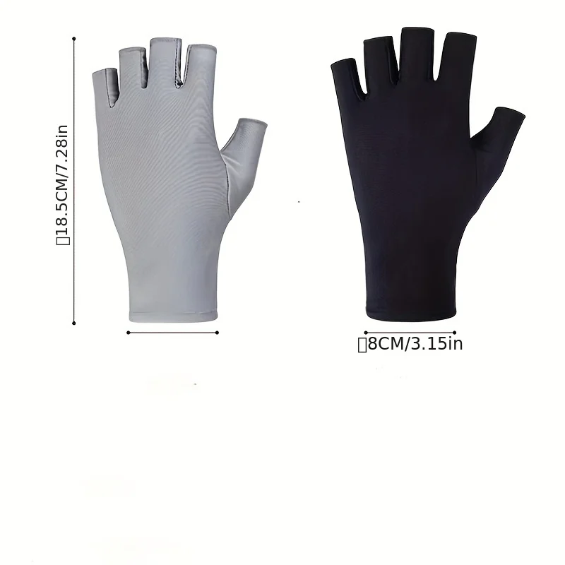 Half Finger Ice Silk Gloves Are UV Resistant and Maintain Simple Protection. Women\'s Thin Half Finger Sun Protection Gloves