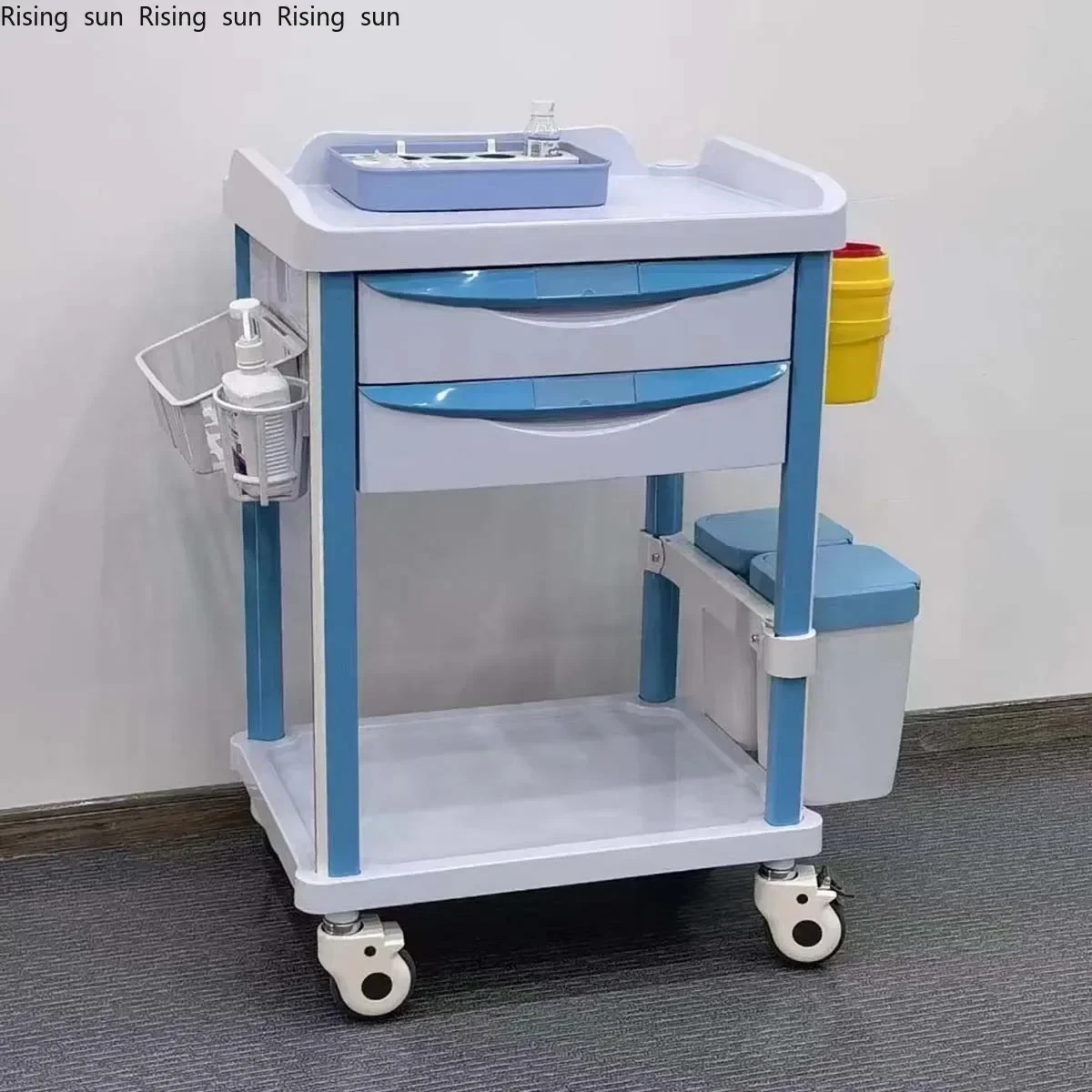Hospital Nursing Cart Emergency Treatment Trolley ABS Multi-functional Clinical Trolley with Drawers