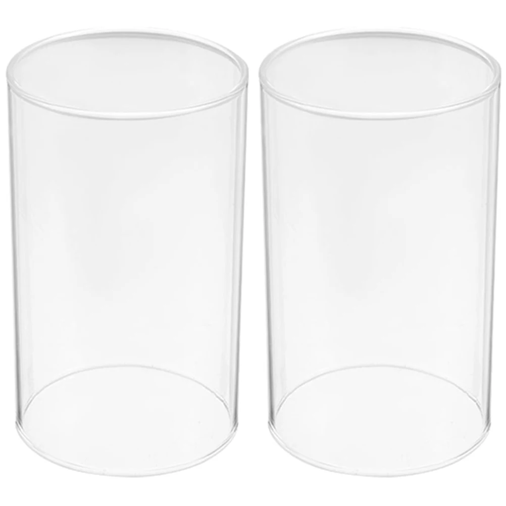 

2 Pcs Glass Lampshade Chimney Tube Holder Sleeve Cover Atmosphere Decorative Light Covers Cylinders Hurricane