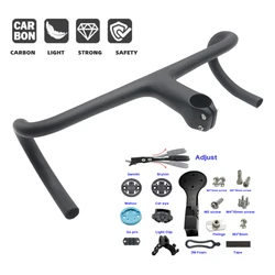 T1000 Carbon Road Bicycle Bent Handleba Road Bike Integrated Bending Handle 28.6mm handle bar stem Bicycle fame Parts 380-460mm