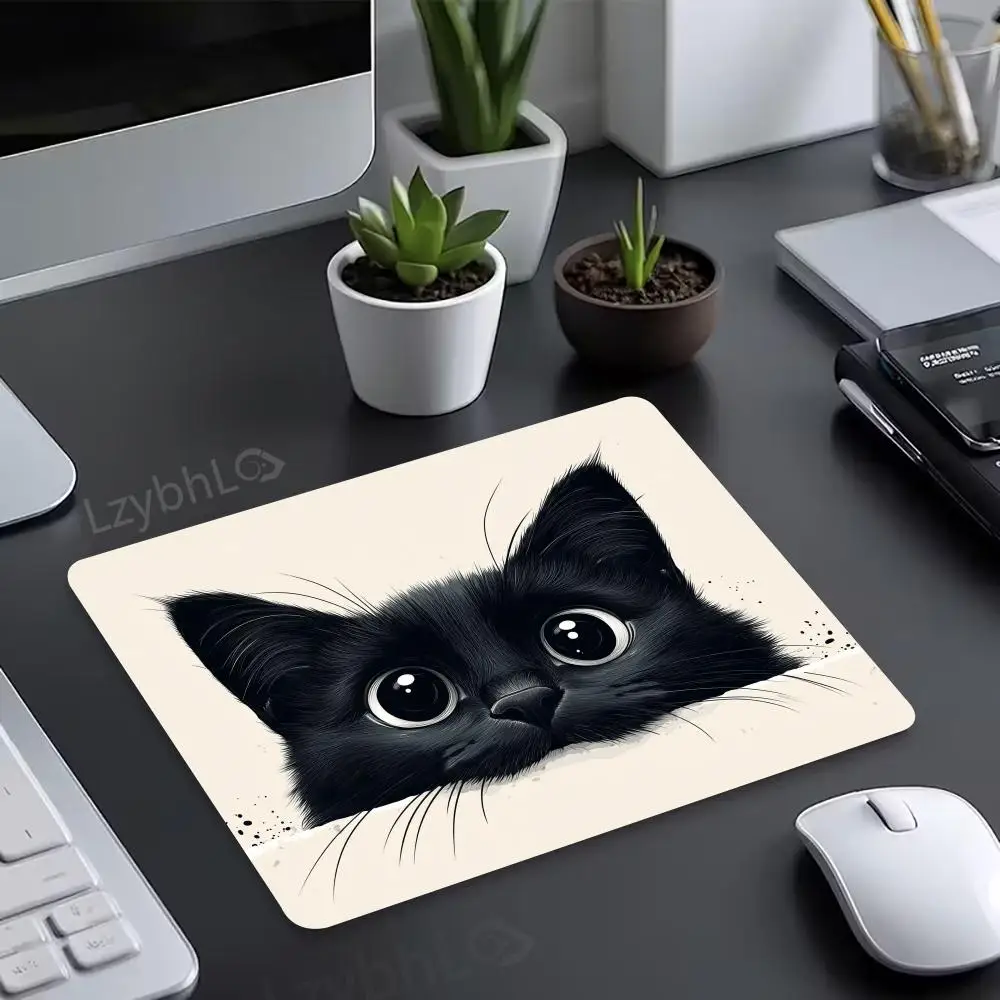 Cute Cartoon Cat Head Mouse Pad Small Gamer Rubber Desk Mat Square Gaming Office Accessories Mousepad Keyboard Game Table Mats