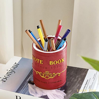 [CCF2]Simple Retro Book Pen Holder Desktop Desk Storage Box Pencil Display Cup High Capacity Stationery Box Office Accessories