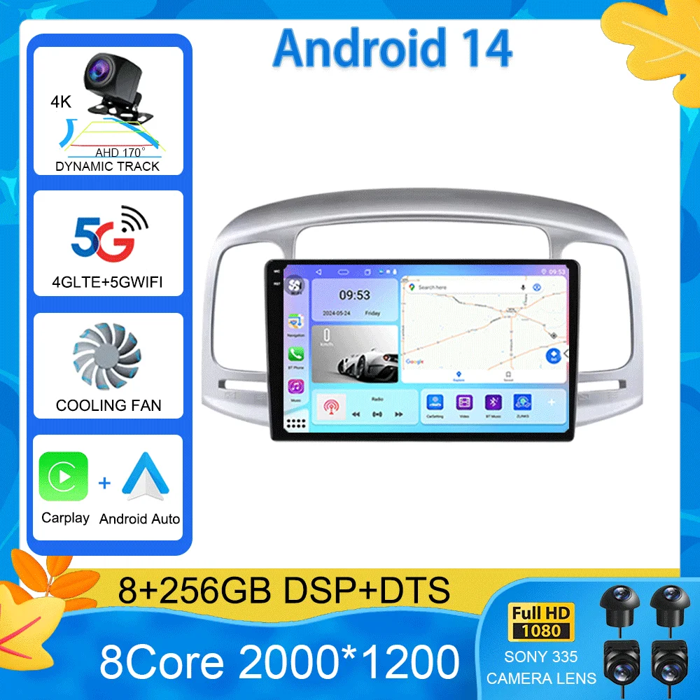 

Android 15 Car Radio For Hyundai Accent 2006-2011 Multimedia Video Player Stereo GPS Navigation 5G WIFI DSP Carplay Android Auto