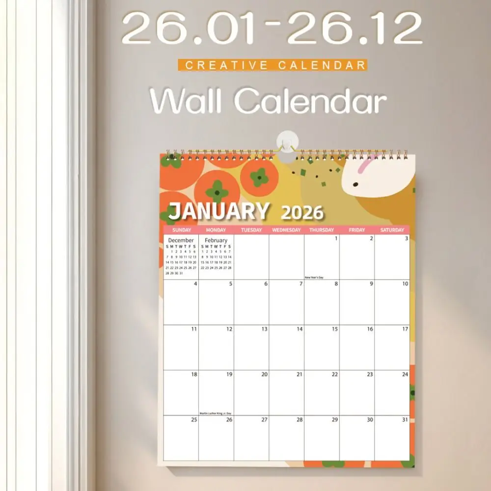 

Wire-O-Binding Daily Planner Calendar Jan. 2026 - Dec. 2026 Study 2026 Wall Calendar Colorful Foldable Hanging Calendar Office