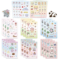 8/16/32Sheets Funny Cute Animals Cartoon DIY Puzzle Stickers Dress Up Game Face Funny Assemble Stickers Kids Boys Girls Gifts