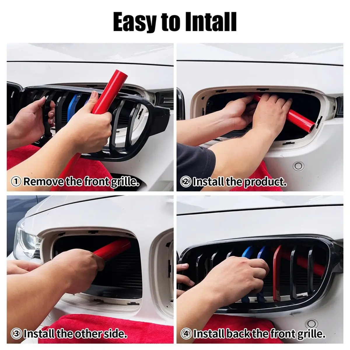 #74Q Front Grill Inserts Wrap Covers for BMW X3 X4 X5 X6 G Series (Red),for bmw grill insert trim,(Red)