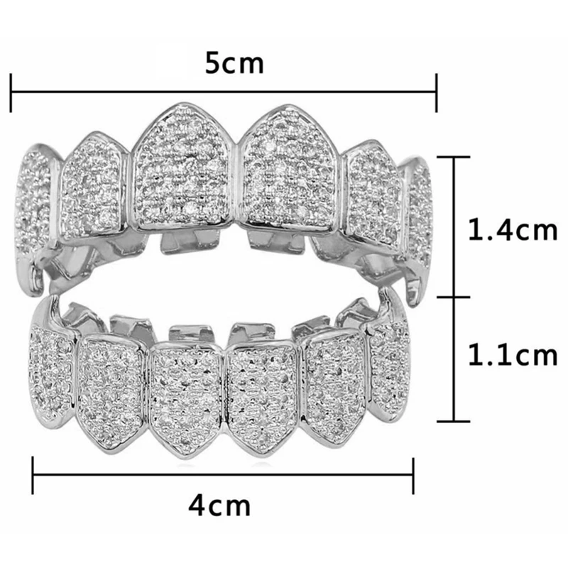 2x banhado a prata superior & inferior grillz boca dentes grelhadores de alta qualidade, prata