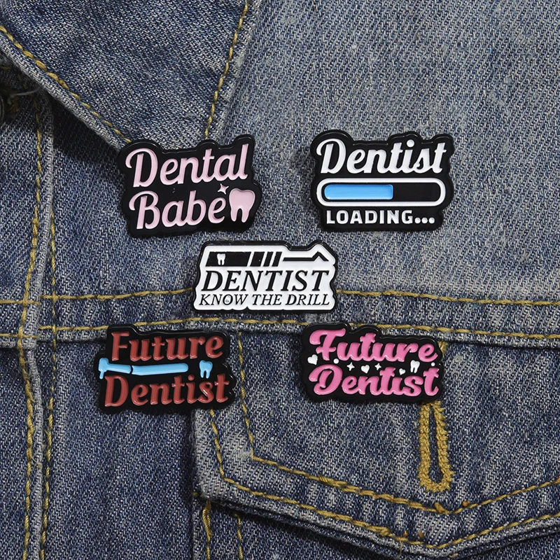 Teeth Pines Lapel Badges Funny Jewelry Gift for Dental Student Friends Dental Babe Enamel  Brooch Custom Protect